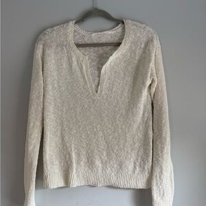 Athleta Cream V-Neck Women's Sweater